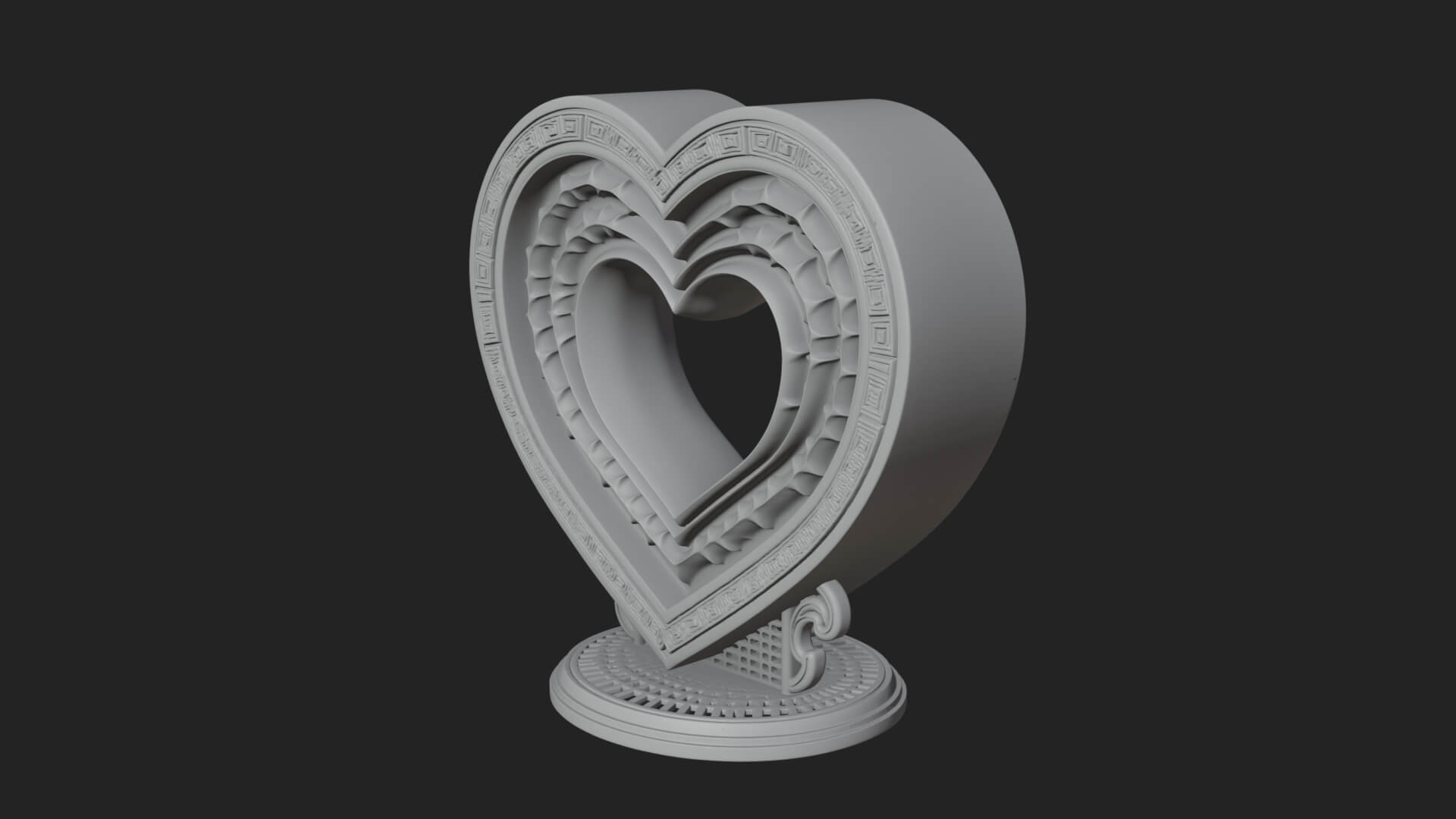Ornate Framed Heart Plaque Design 198 3D Print Model 3D Model