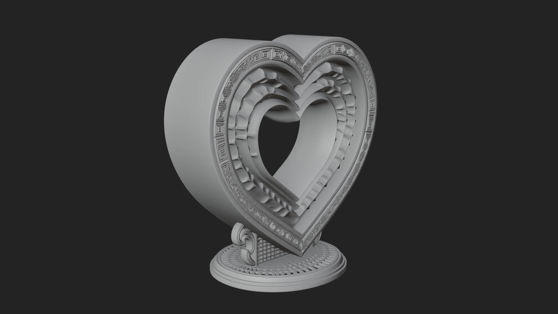 Ornate Framed Heart Plaque Design 198 3D Print Model 3D Model