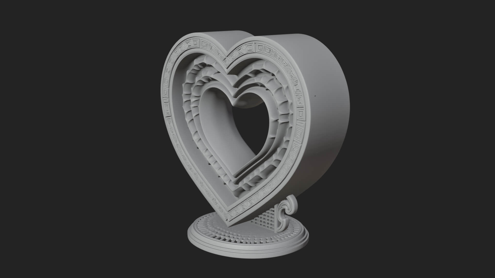 Ornate Framed Heart Plaque Design 198 3D Print Model 3D Model