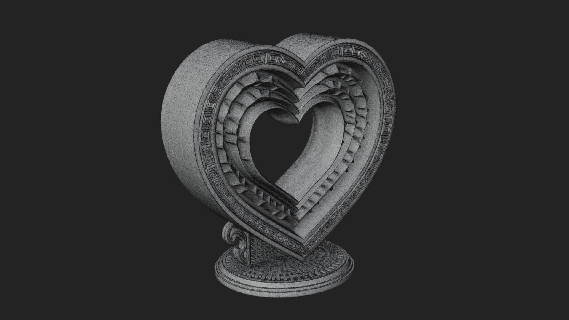 Ornate Framed Heart Plaque Design 198 3D Print Model 3D Model