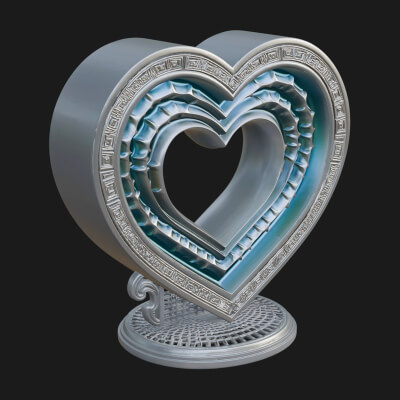 Ornate Framed Heart Plaque Design 198 3D Print Model