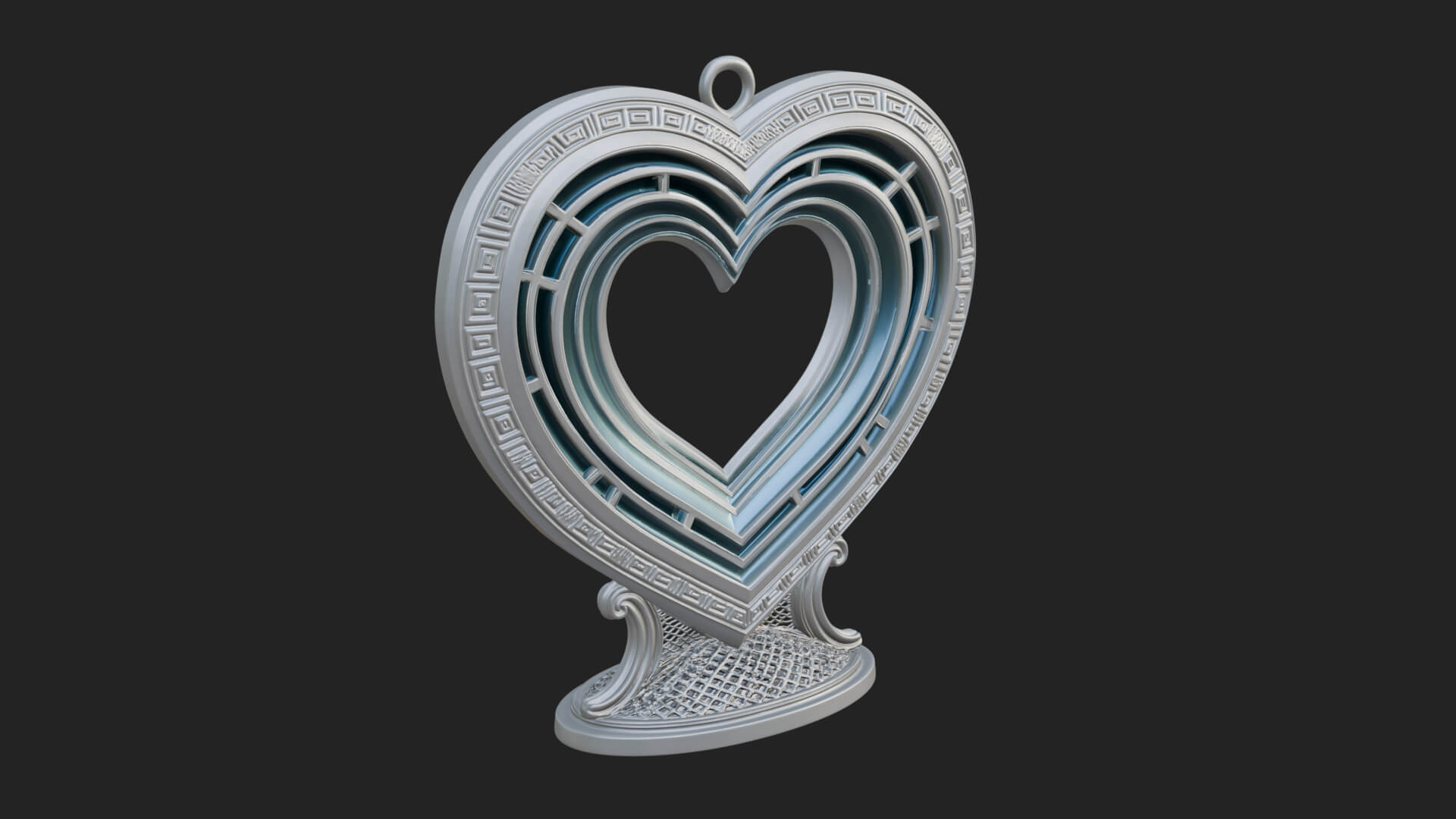 Ornate Framed Heart Plaque Design 199 3D Print Model 3D Model