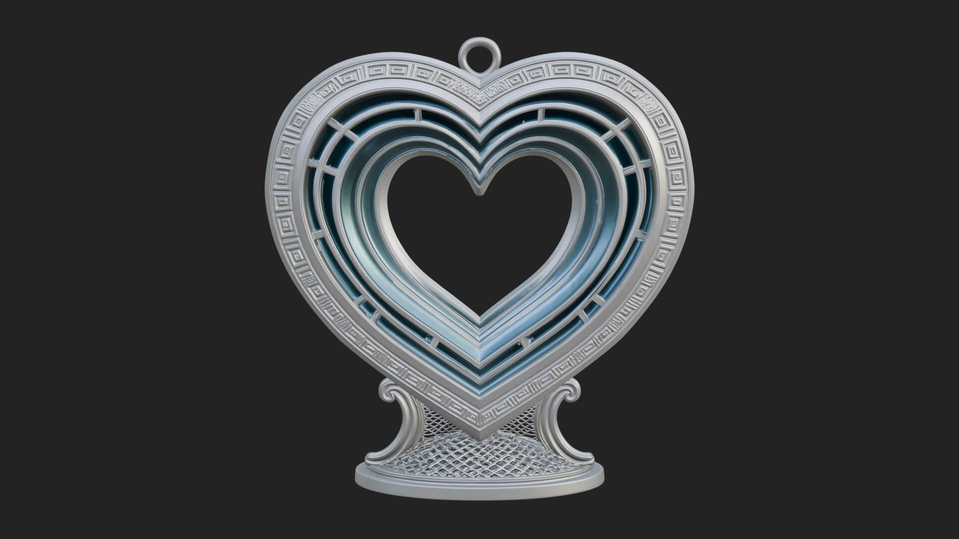 Ornate Framed Heart Plaque Design 199 3D Print Model 3D Model