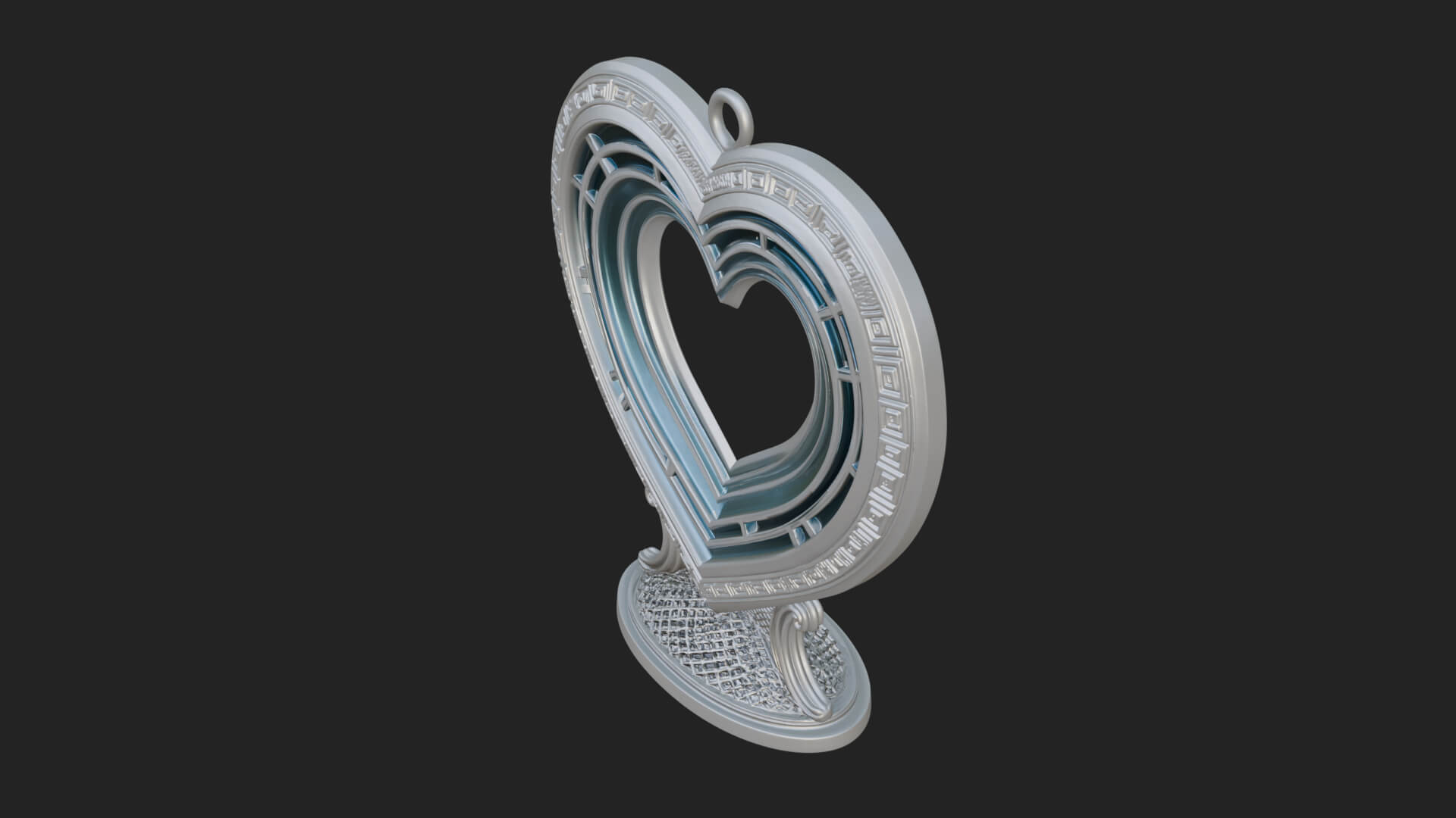 Ornate Framed Heart Plaque Design 199 3D Print Model 3D Model