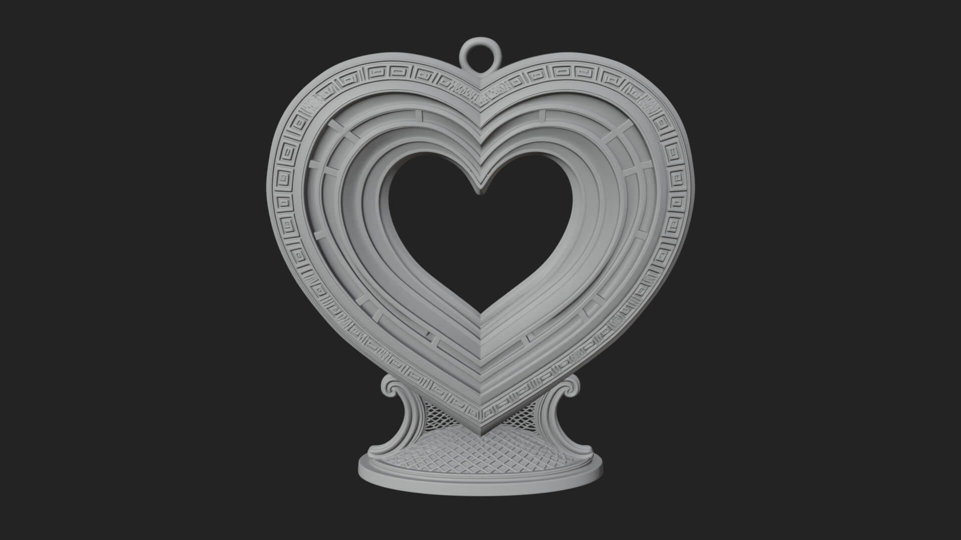 Ornate Framed Heart Plaque Design 199 3D Print Model 3D Model