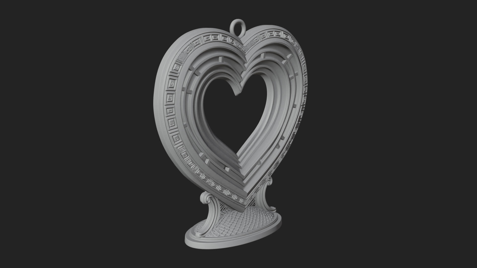 Ornate Framed Heart Plaque Design 199 3D Print Model 3D Model