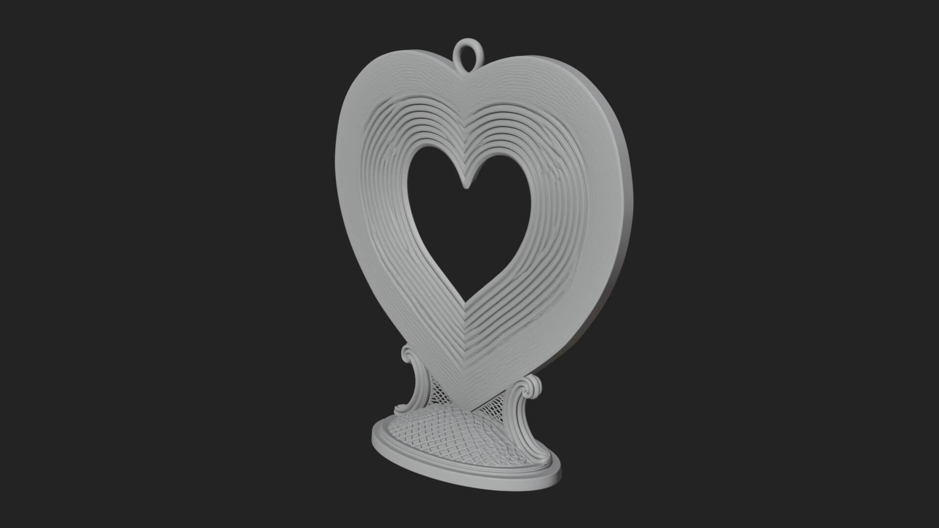 Ornate Framed Heart Plaque Design 199 3D Print Model 3D Model