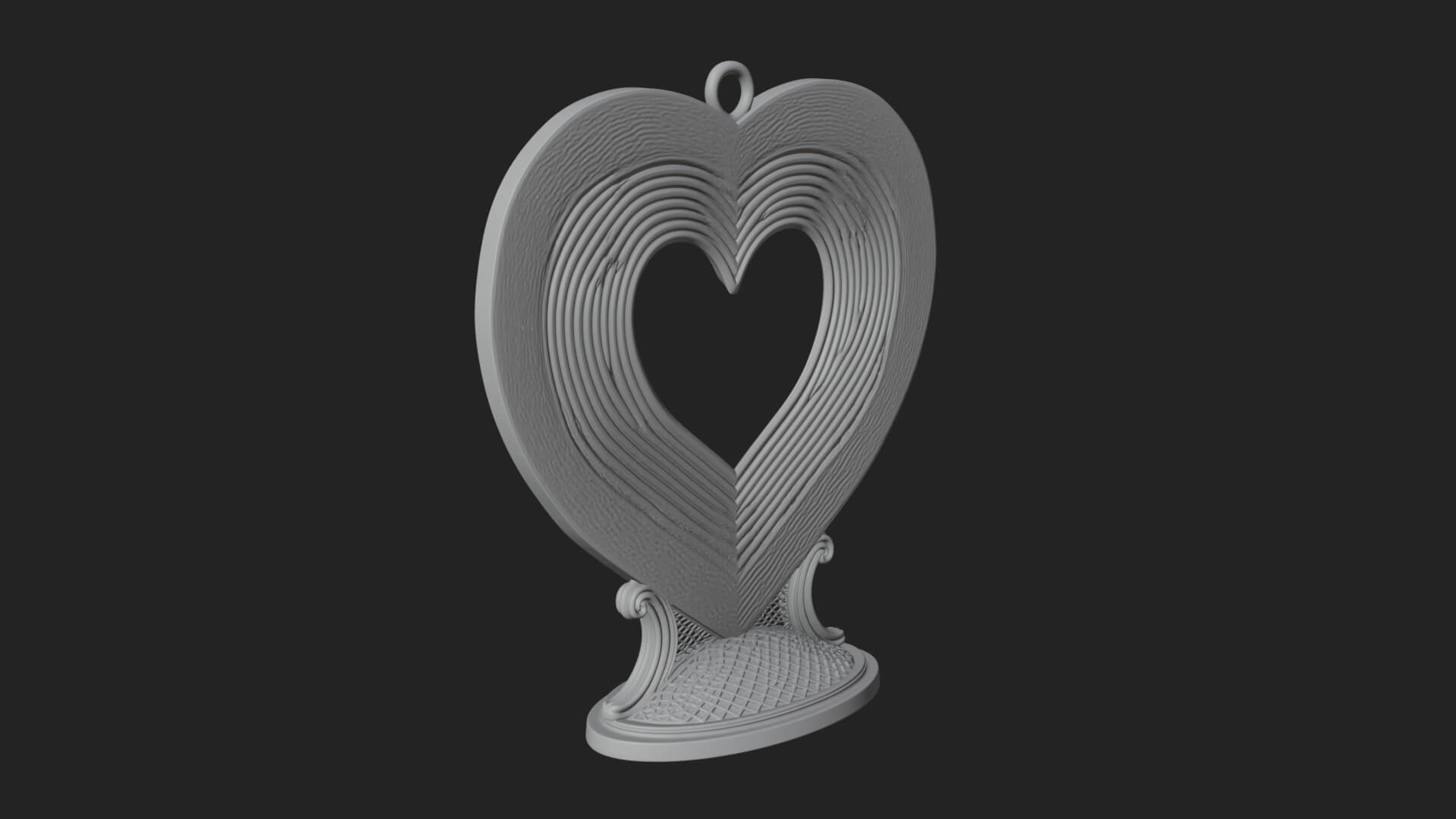 Ornate Framed Heart Plaque Design 199 3D Print Model 3D Model