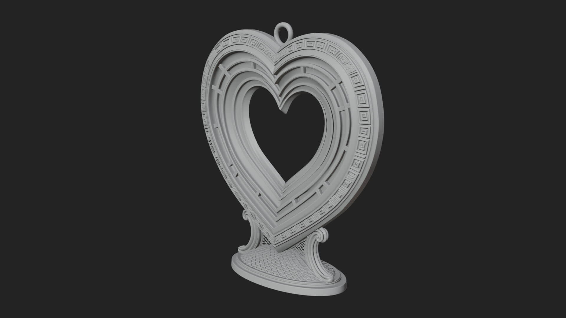 Ornate Framed Heart Plaque Design 199 3D Print Model 3D Model