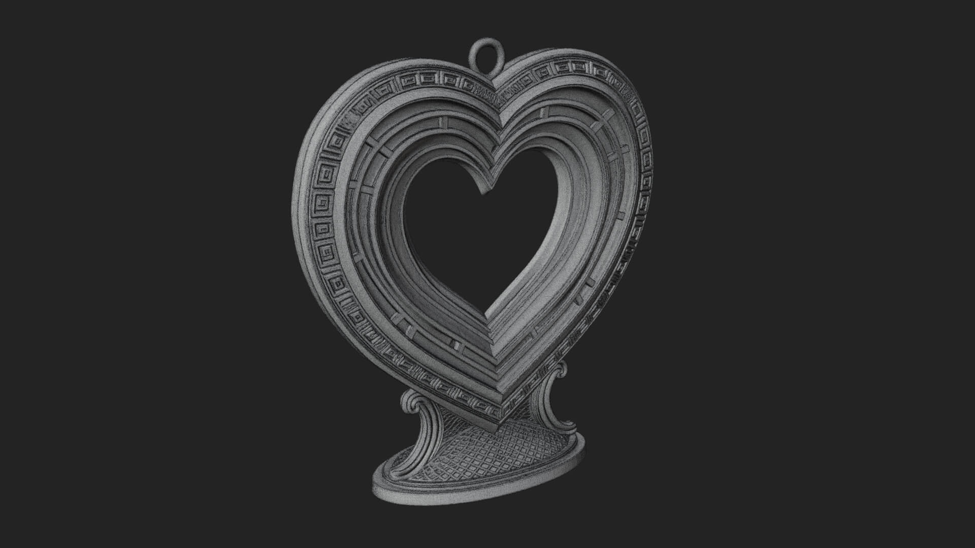 Ornate Framed Heart Plaque Design 199 3D Print Model 3D Model