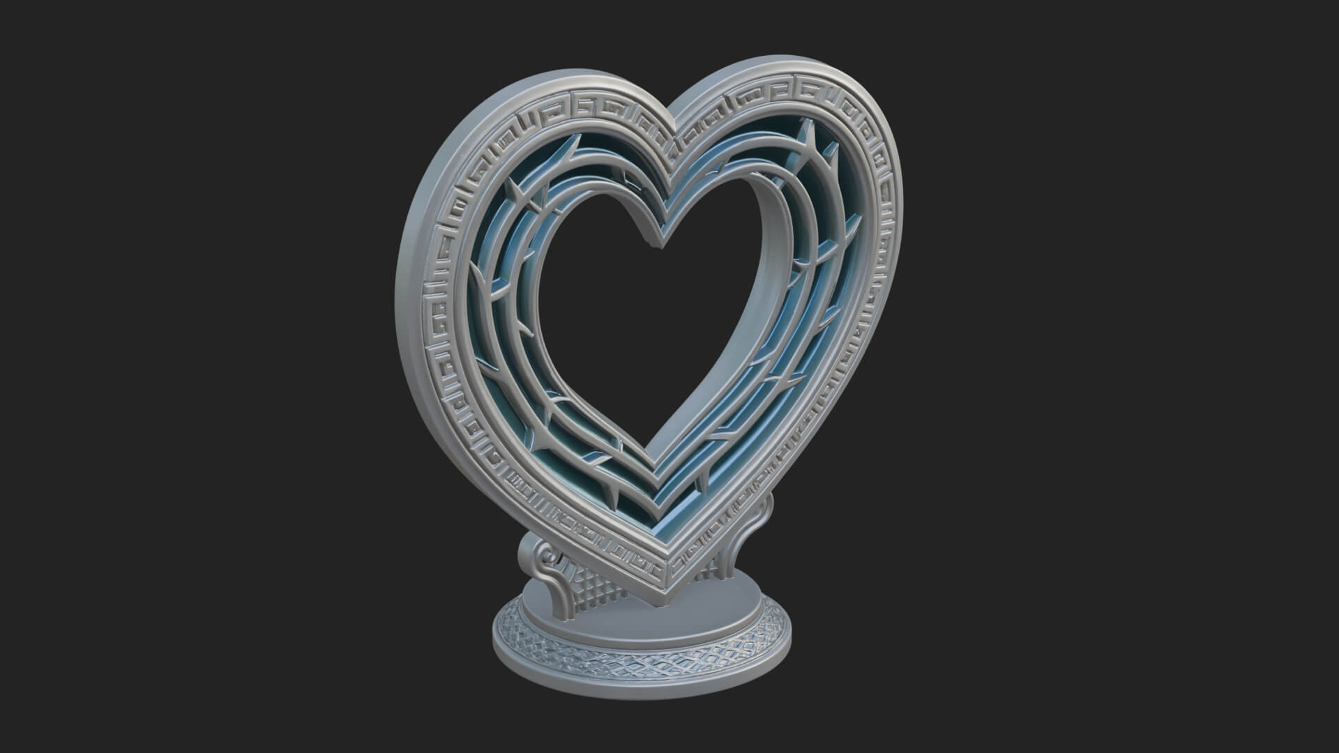 Ornate Framed Heart Plaque Design 200 3D Print Model 3D Model