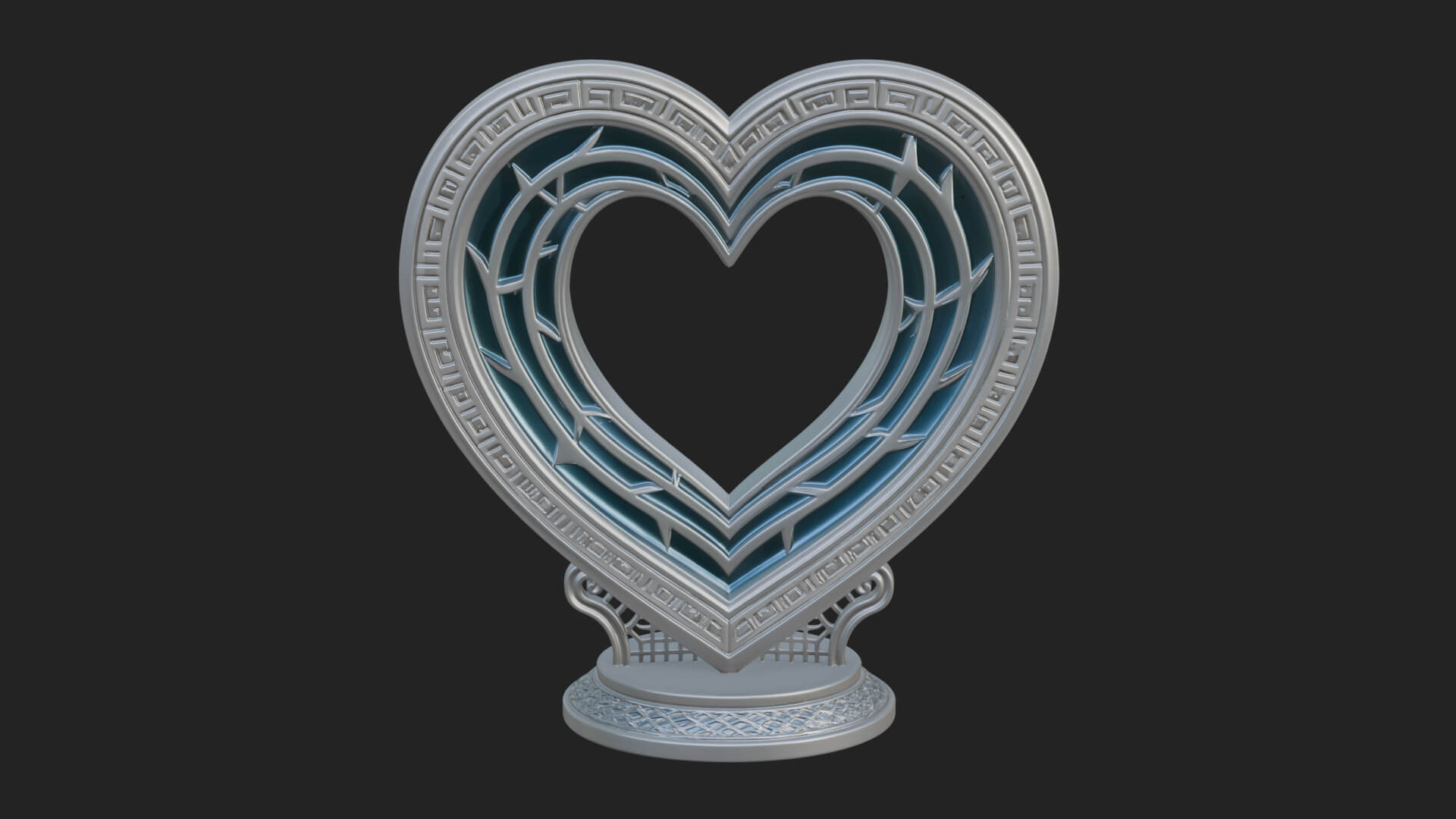 Ornate Framed Heart Plaque Design 200 3D Print Model 3D Model