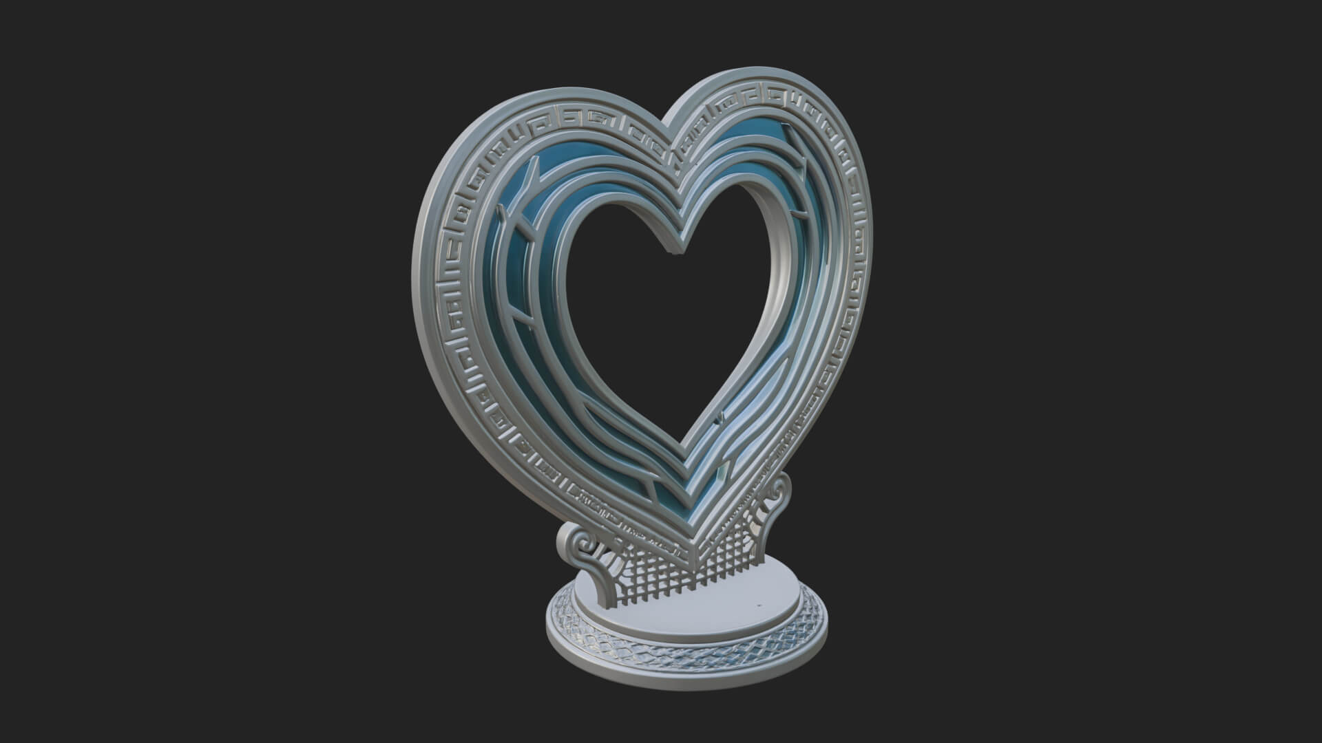 Ornate Framed Heart Plaque Design 200 3D Print Model 3D Model