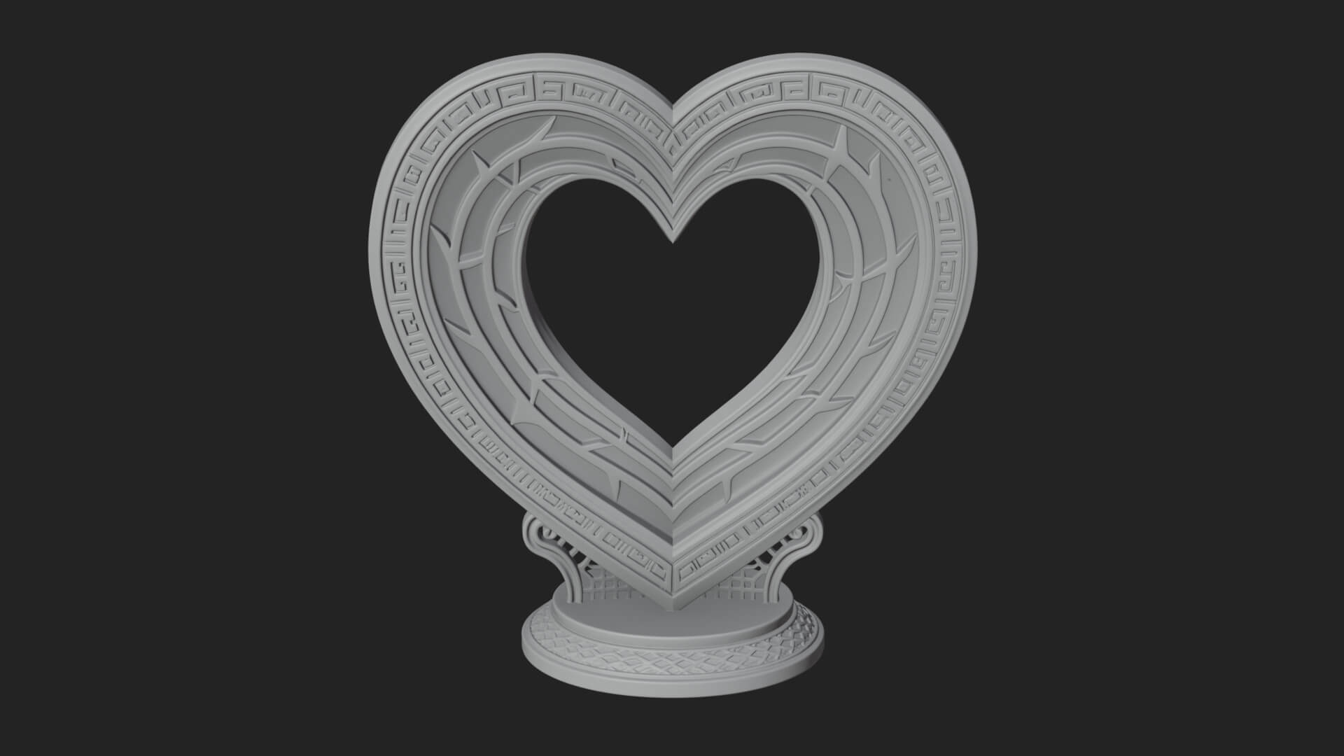 Ornate Framed Heart Plaque Design 200 3D Print Model 3D Model