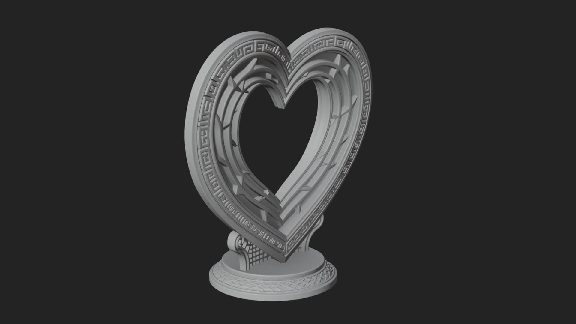 Ornate Framed Heart Plaque Design 200 3D Print Model 3D Model