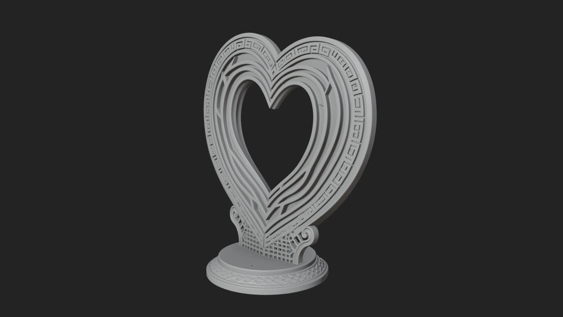 Ornate Framed Heart Plaque Design 200 3D Print Model 3D Model