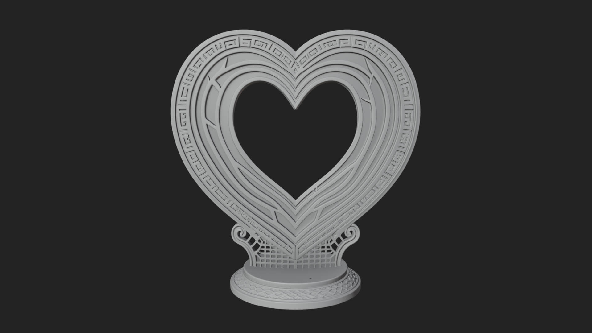 Ornate Framed Heart Plaque Design 200 3D Print Model 3D Model