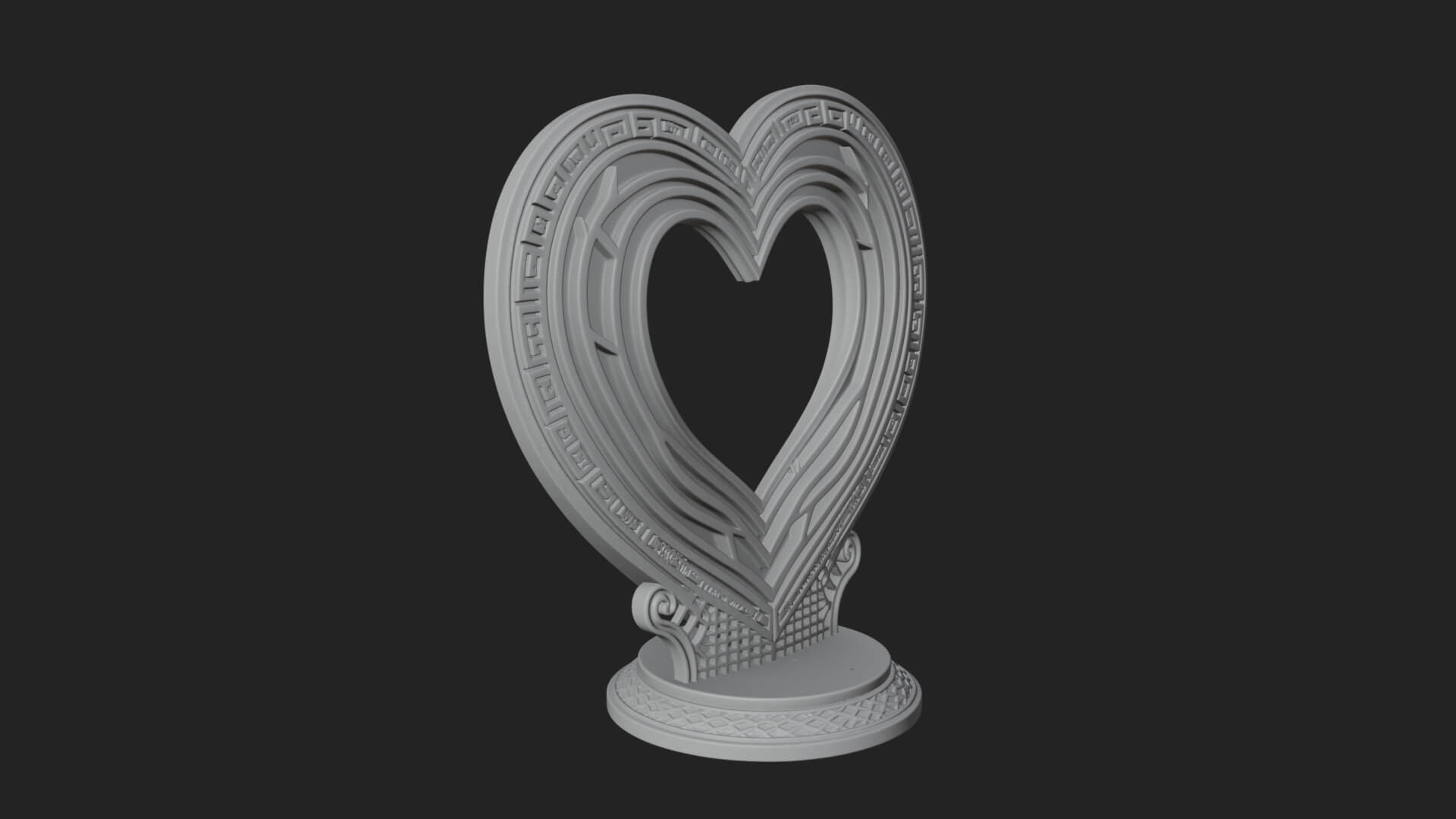 Ornate Framed Heart Plaque Design 200 3D Print Model 3D Model