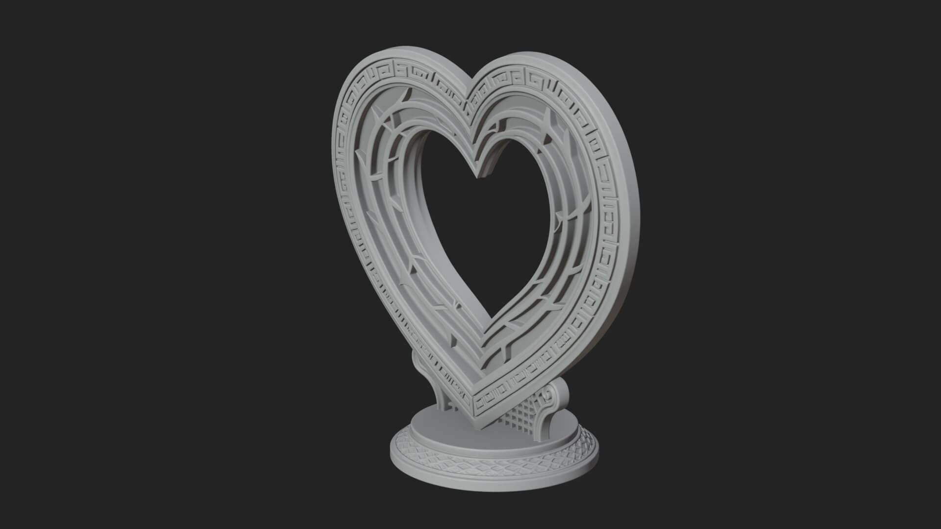 Ornate Framed Heart Plaque Design 200 3D Print Model 3D Model