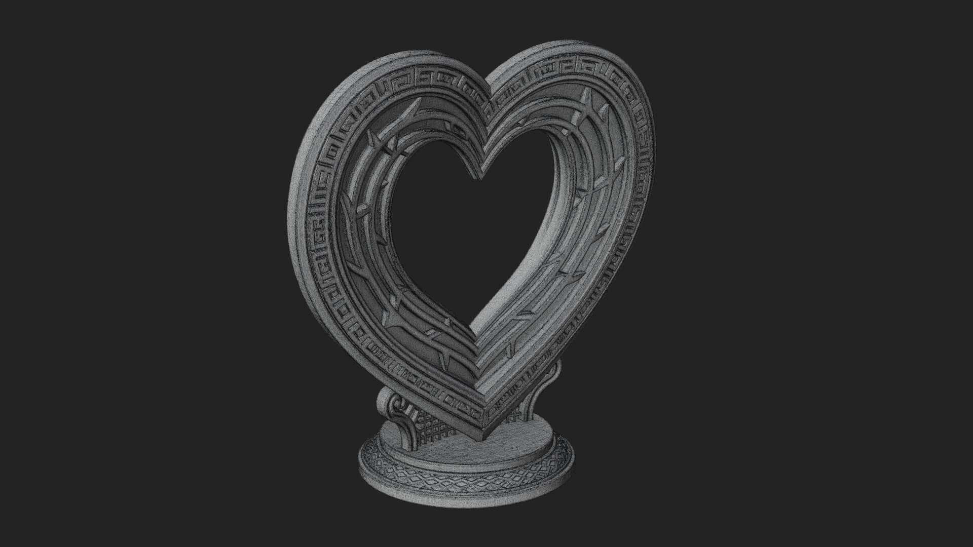 Ornate Framed Heart Plaque Design 200 3D Print Model 3D Model