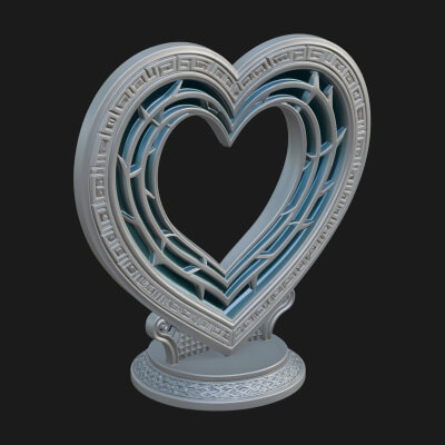 Ornate Framed Heart Plaque Design 200 3D Print Model