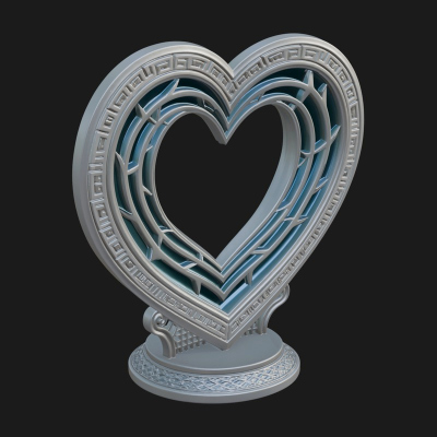 Ornate Framed Heart Plaque Design 200 3D Print Model