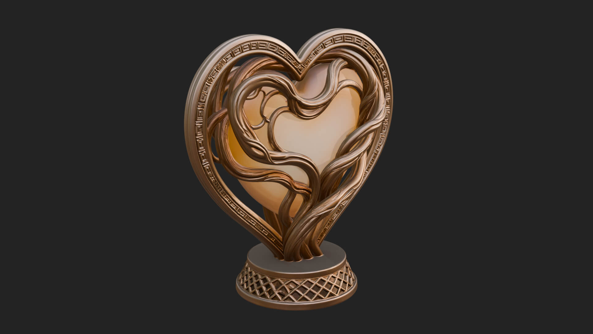 Ornate Framed Heart Plaque Design 201 3D Print Model 3D Model