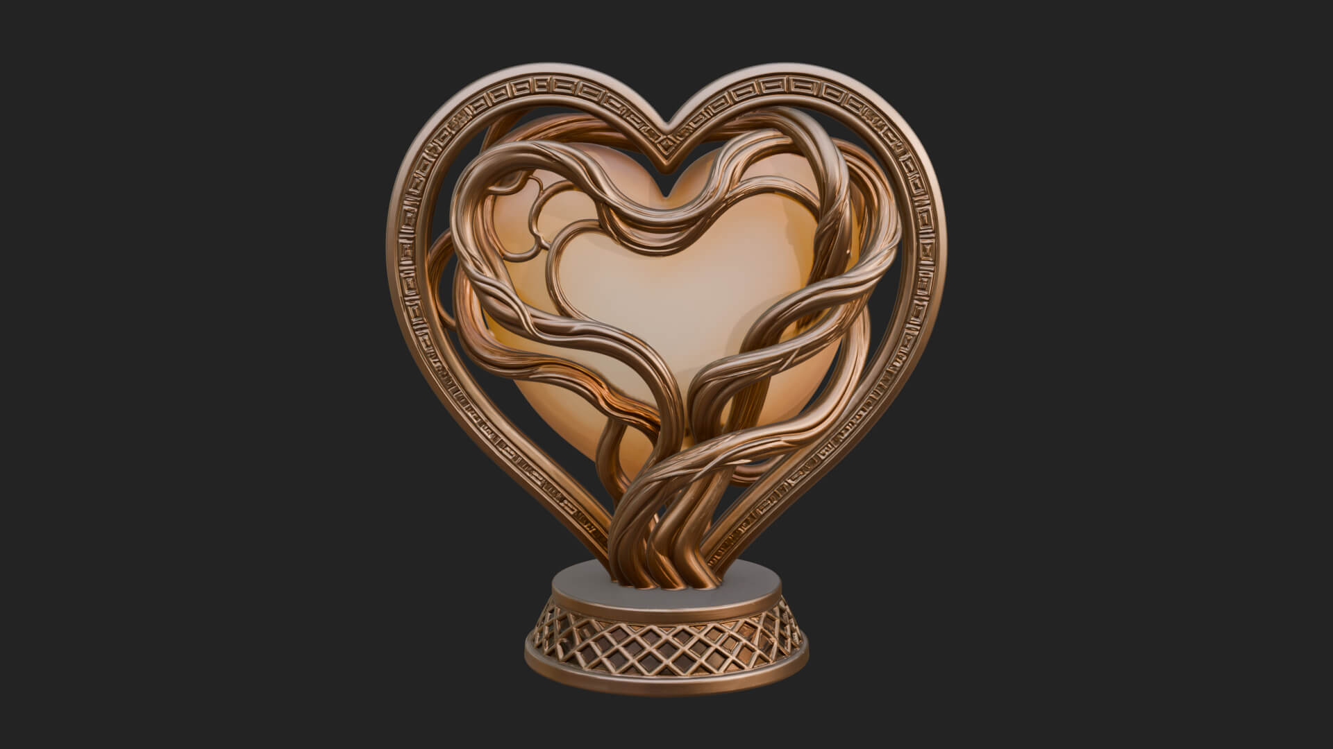 Ornate Framed Heart Plaque Design 201 3D Print Model 3D Model