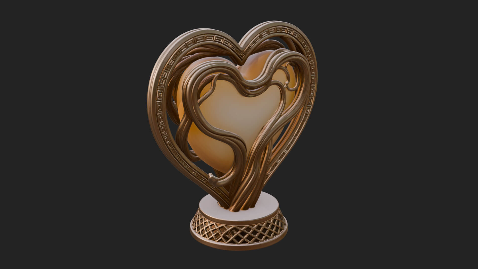 Ornate Framed Heart Plaque Design 201 3D Print Model 3D Model
