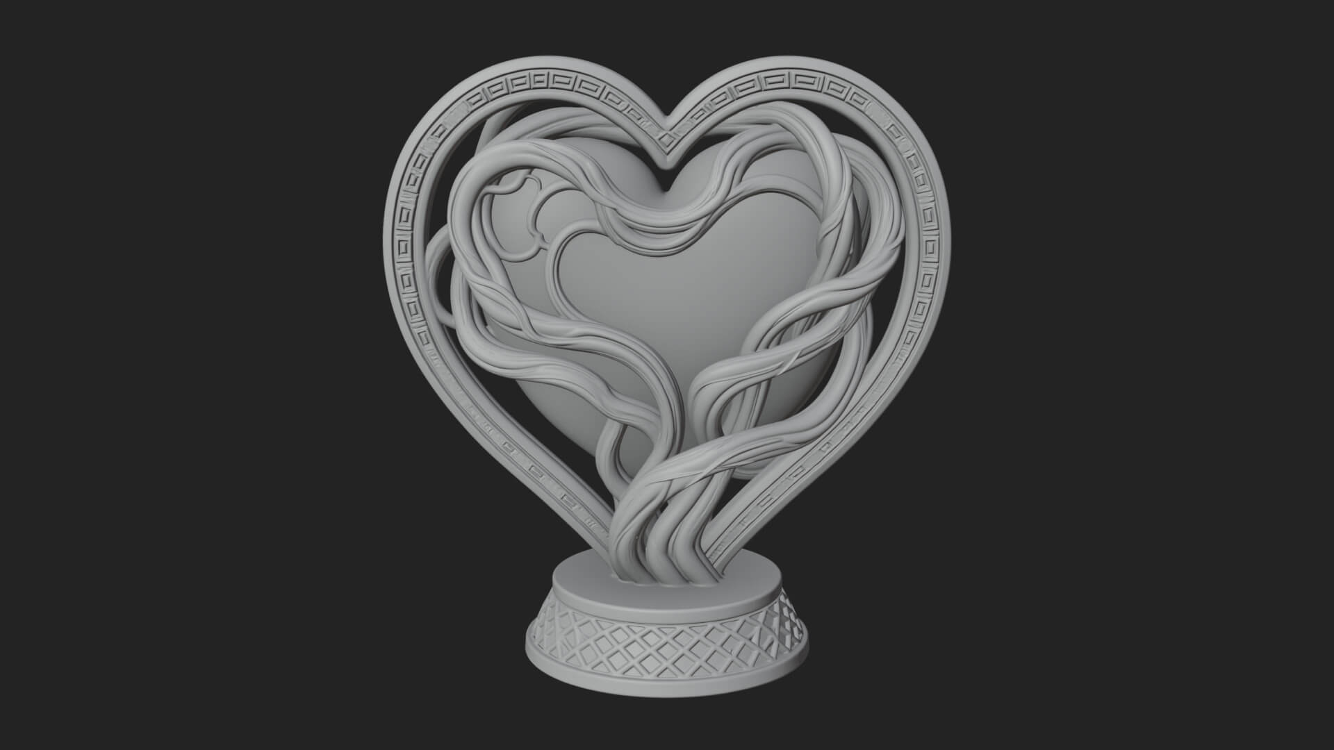 Ornate Framed Heart Plaque Design 201 3D Print Model 3D Model