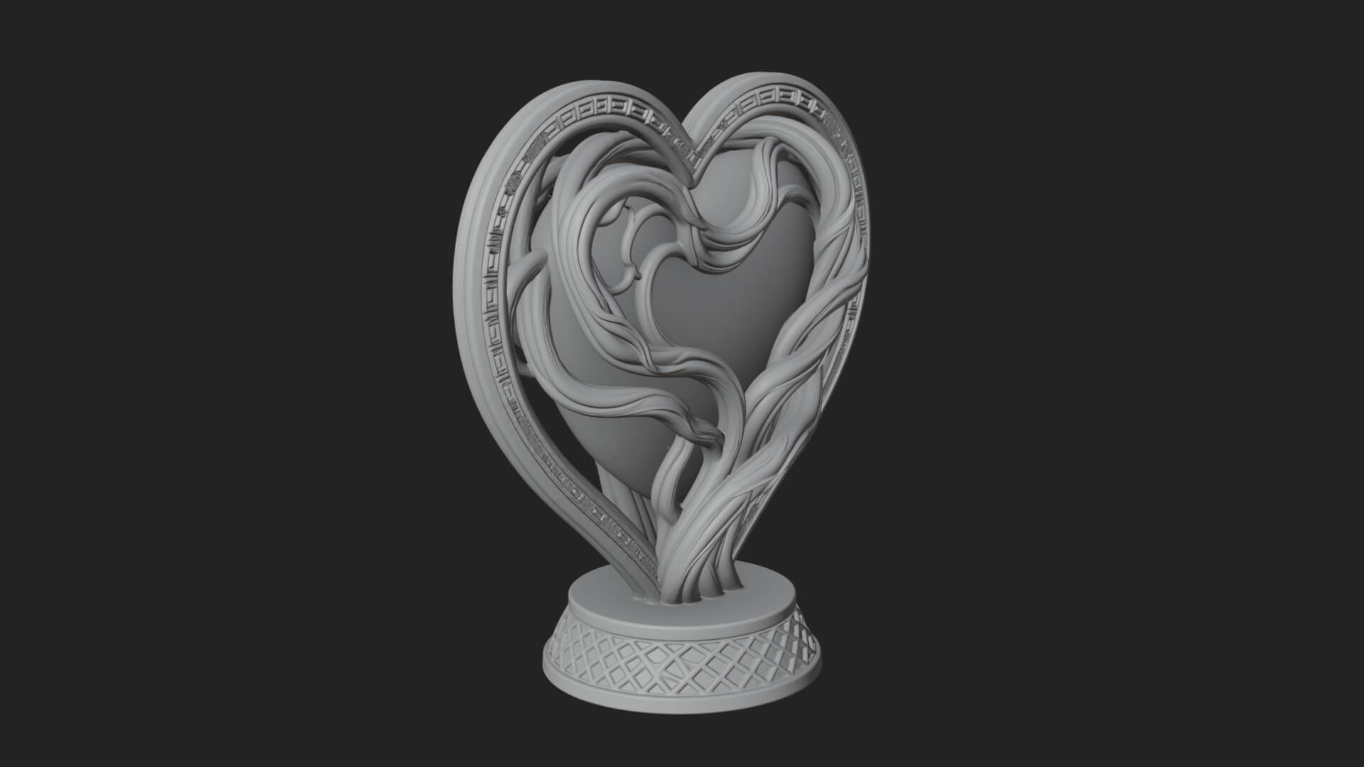 Ornate Framed Heart Plaque Design 201 3D Print Model 3D Model