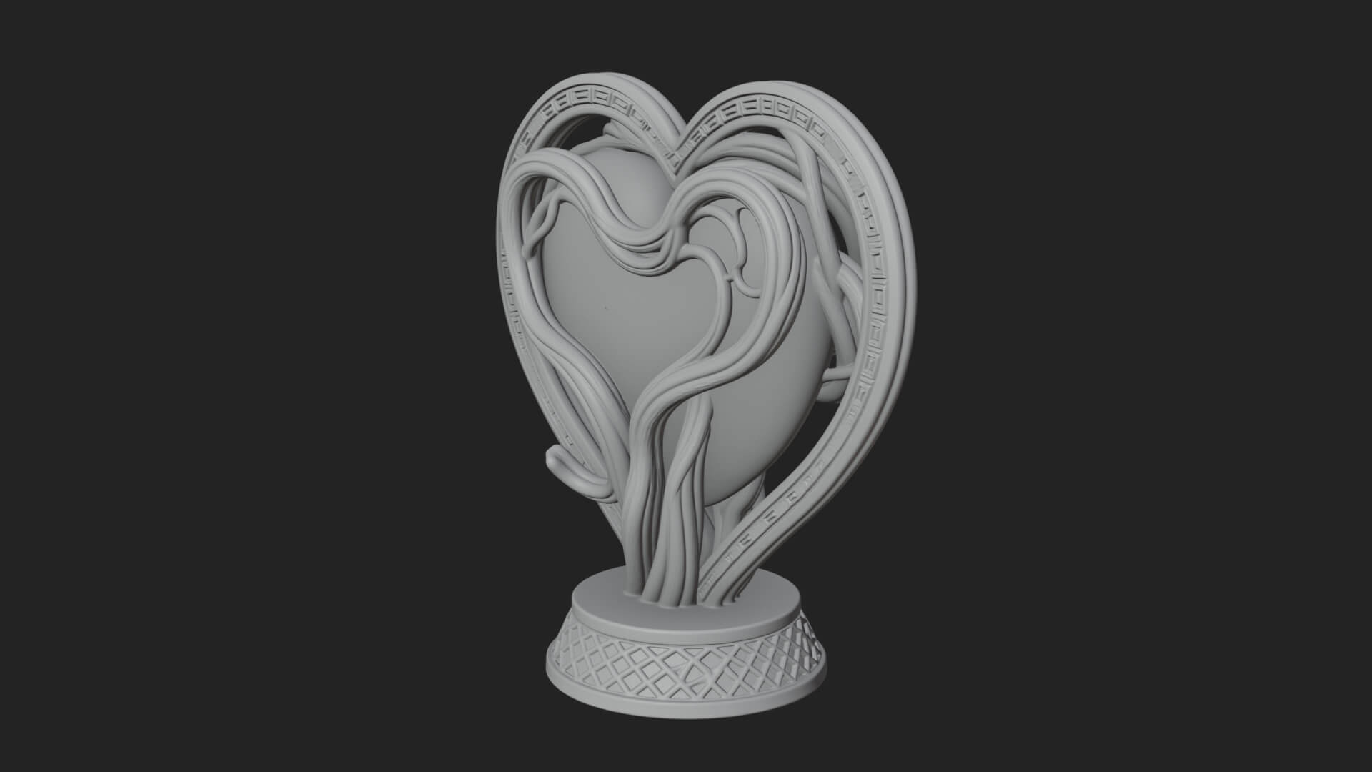 Ornate Framed Heart Plaque Design 201 3D Print Model 3D Model