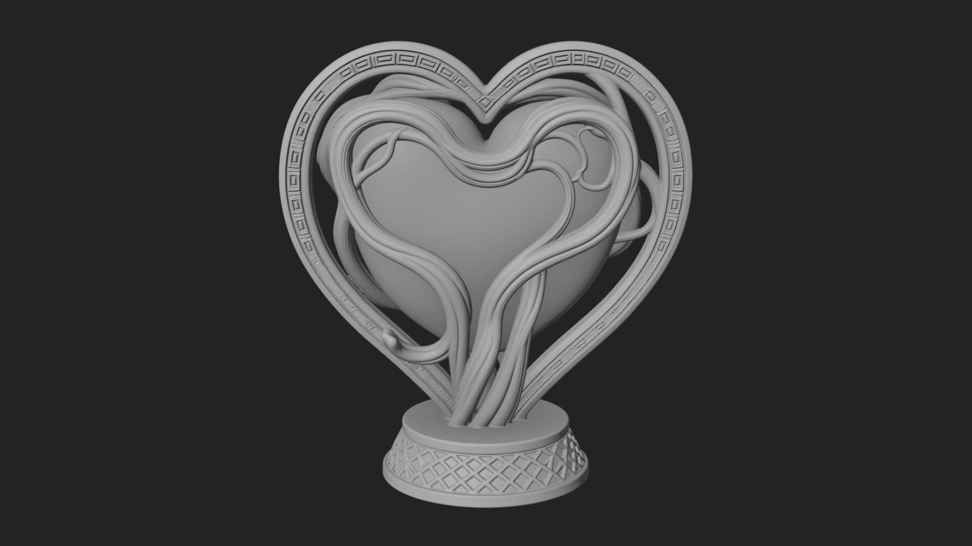 Ornate Framed Heart Plaque Design 201 3D Print Model 3D Model