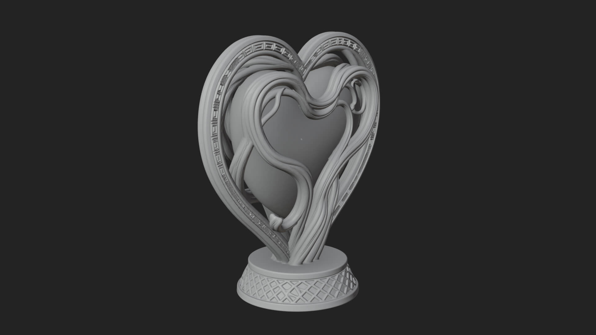 Ornate Framed Heart Plaque Design 201 3D Print Model 3D Model