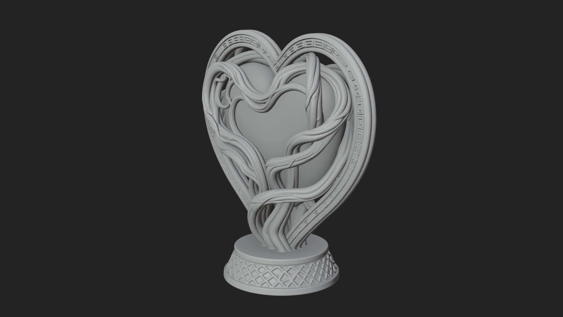 Ornate Framed Heart Plaque Design 201 3D Print Model 3D Model