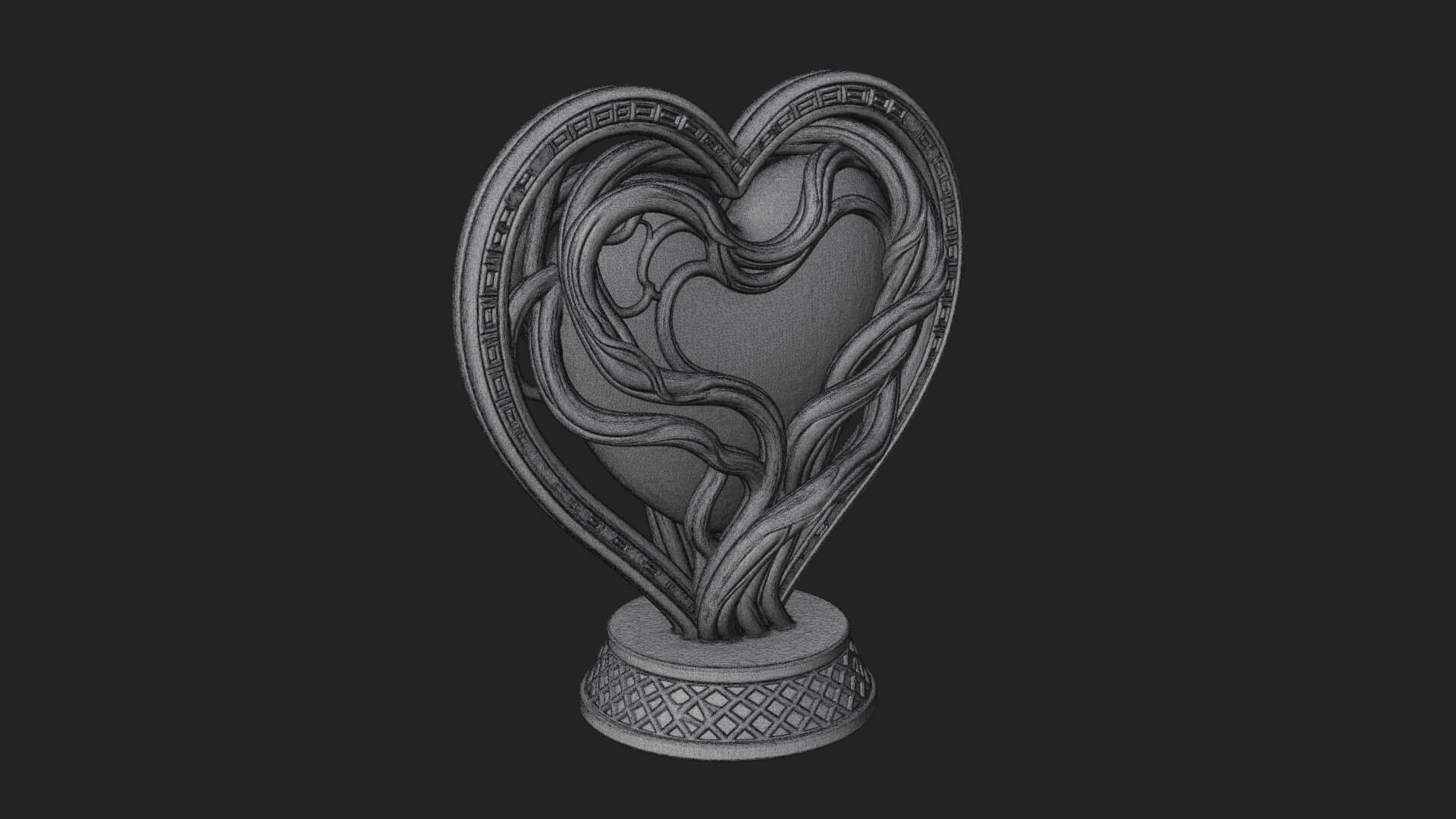 Ornate Framed Heart Plaque Design 201 3D Print Model 3D Model