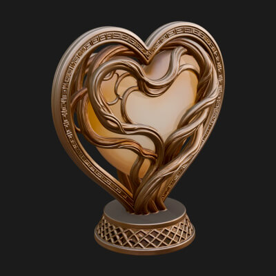 Ornate Framed Heart Plaque Design 201 3D Print Model