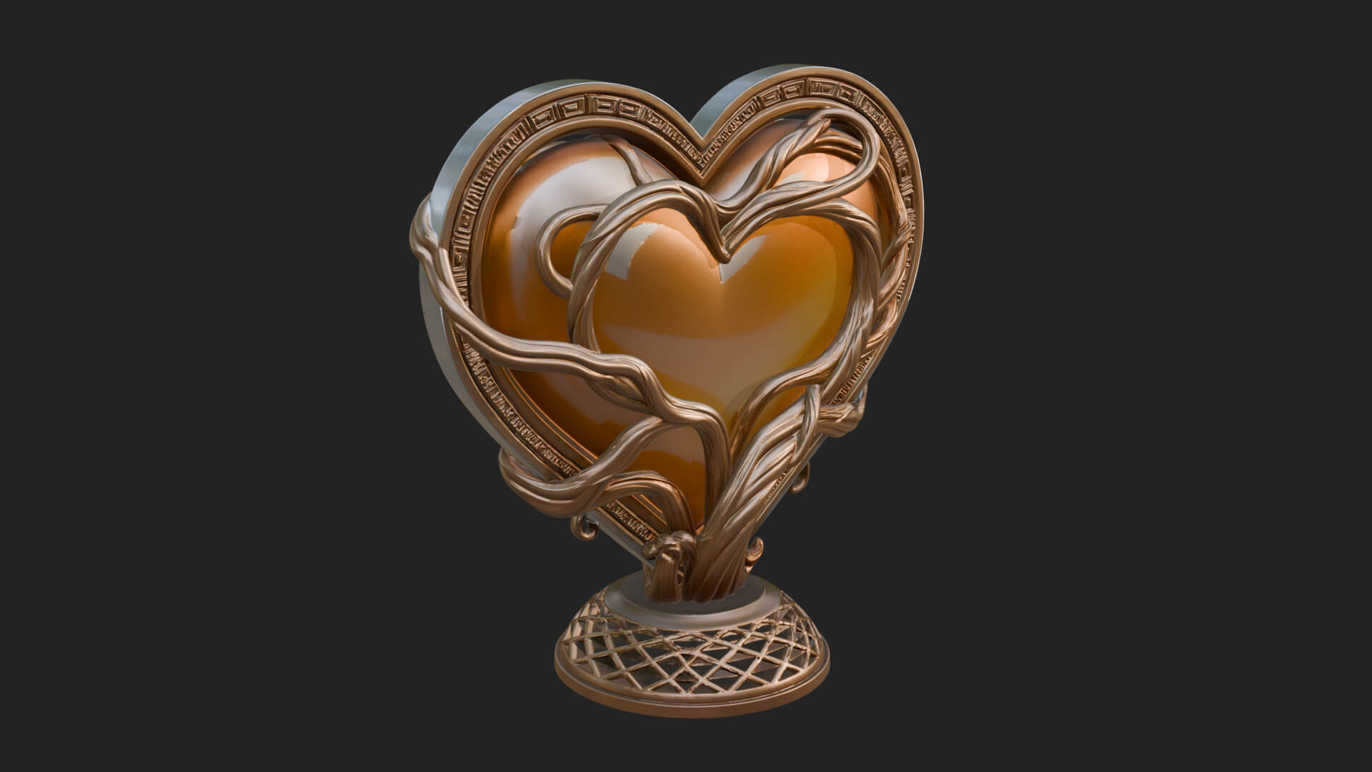 Ornate Framed Heart Plaque Design 202 3D Print Model 3D Model
