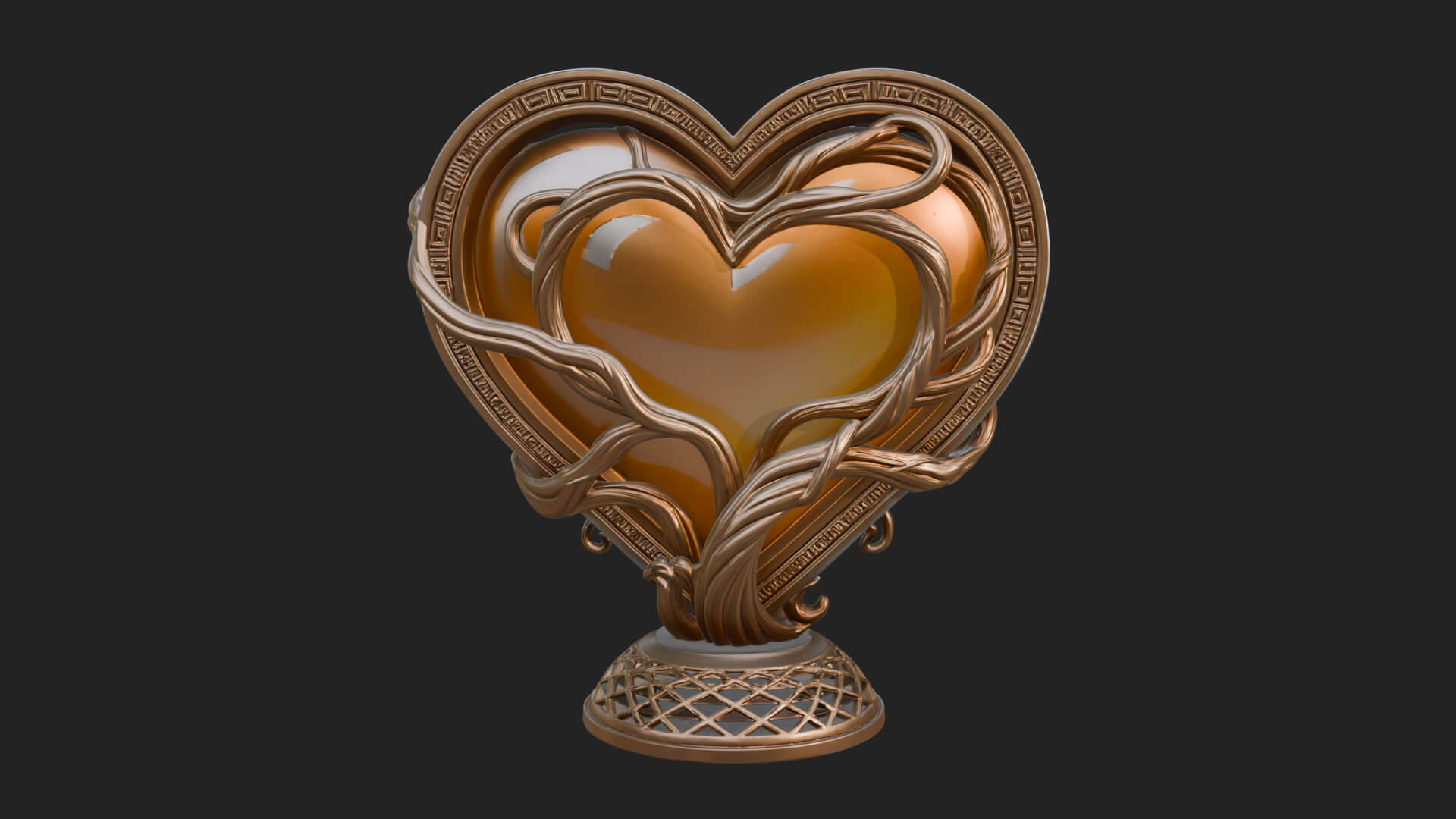 Ornate Framed Heart Plaque Design 202 3D Print Model 3D Model