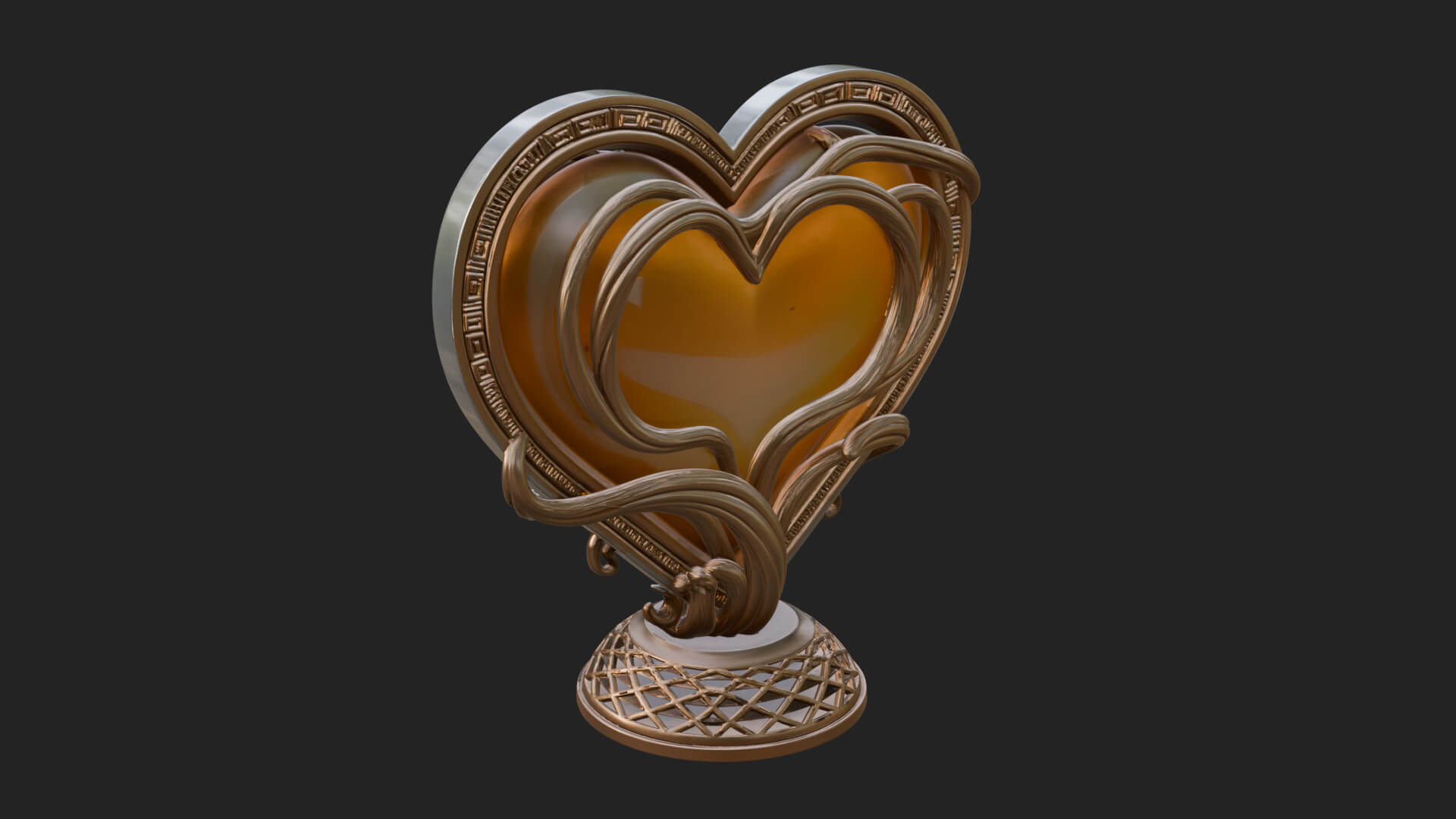 Ornate Framed Heart Plaque Design 202 3D Print Model 3D Model