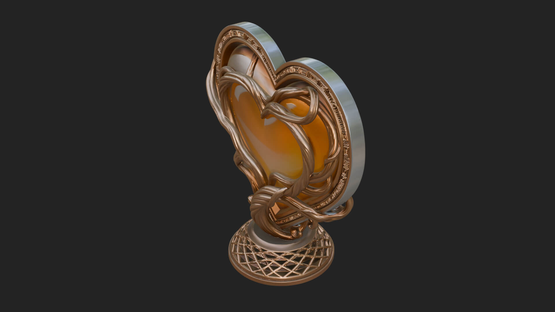 Ornate Framed Heart Plaque Design 202 3D Print Model 3D Model
