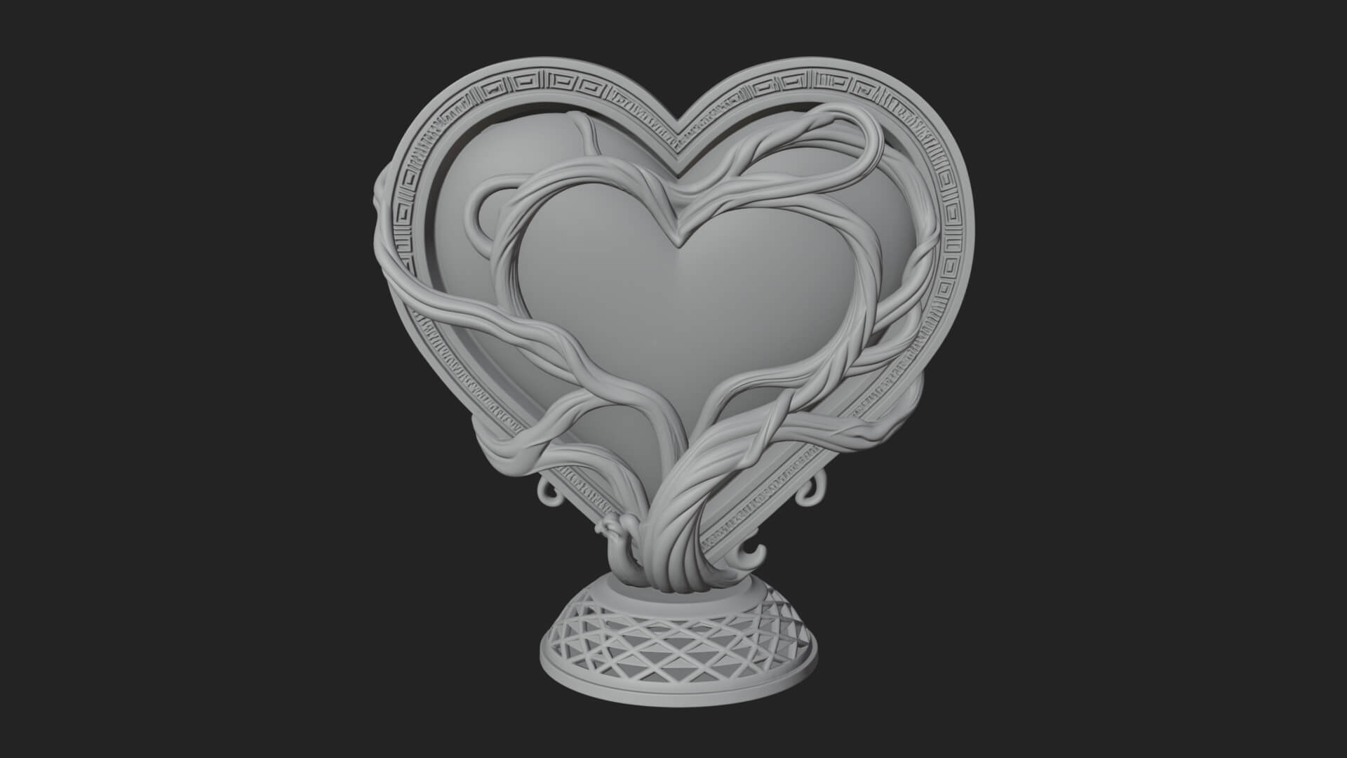 Ornate Framed Heart Plaque Design 202 3D Print Model 3D Model