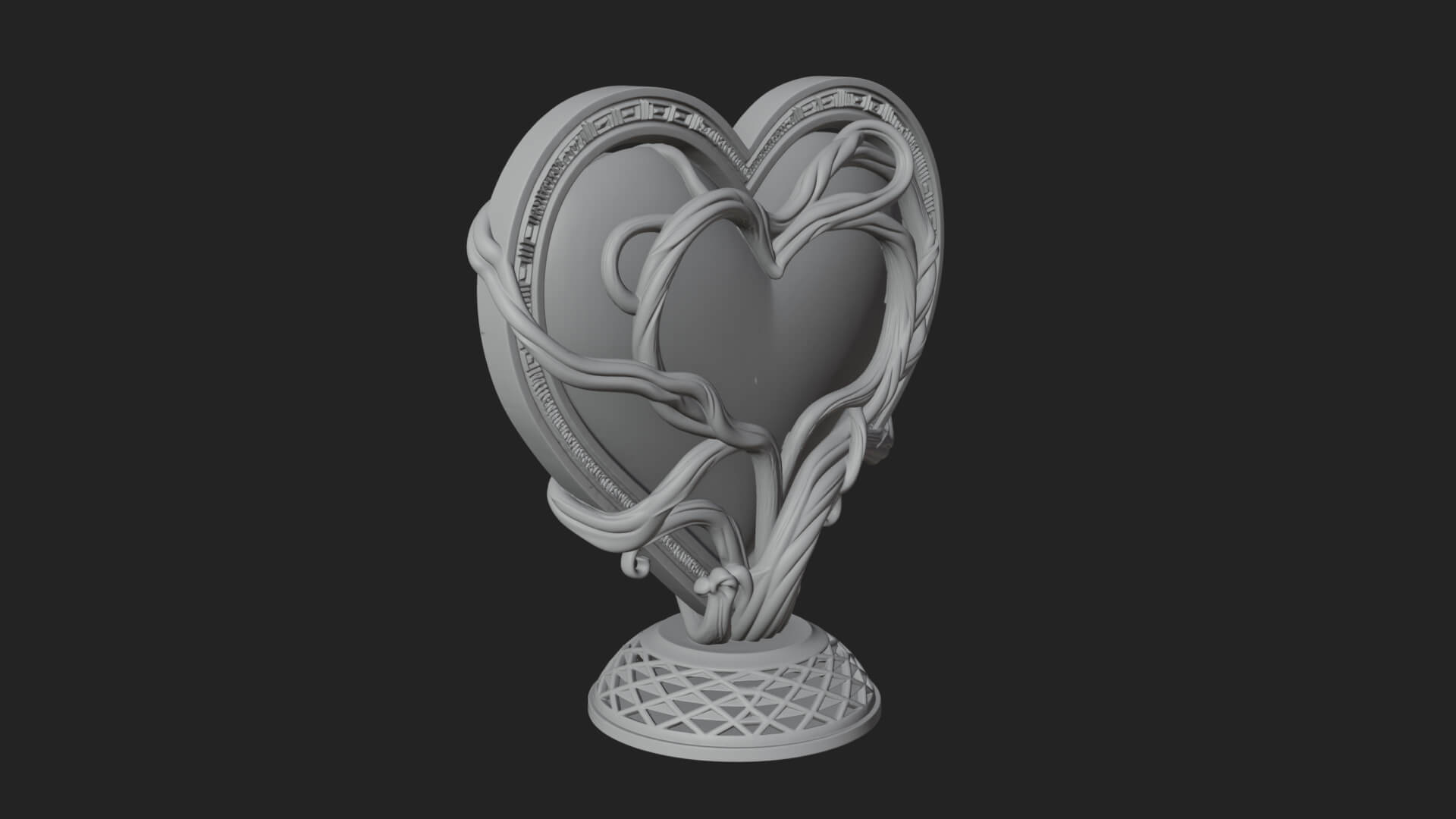 Ornate Framed Heart Plaque Design 202 3D Print Model 3D Model