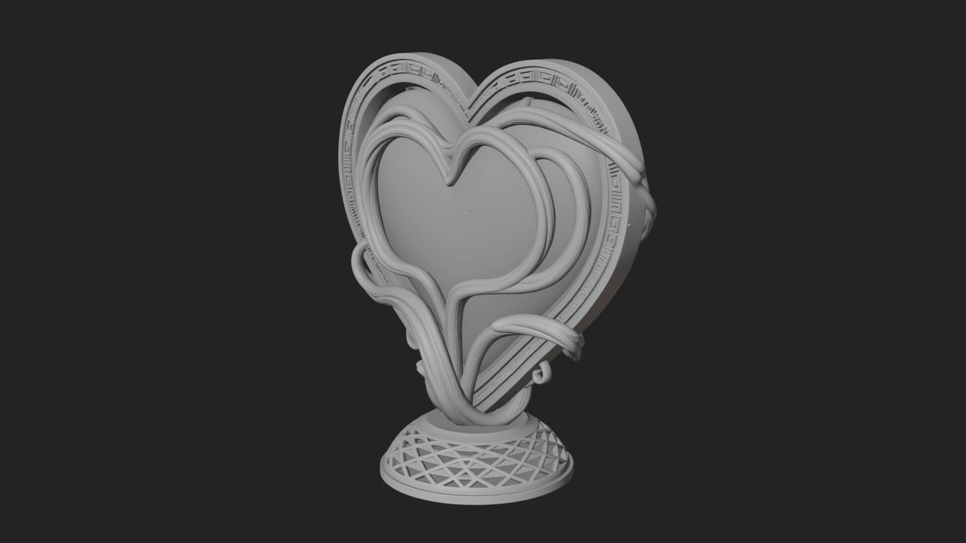 Ornate Framed Heart Plaque Design 202 3D Print Model 3D Model