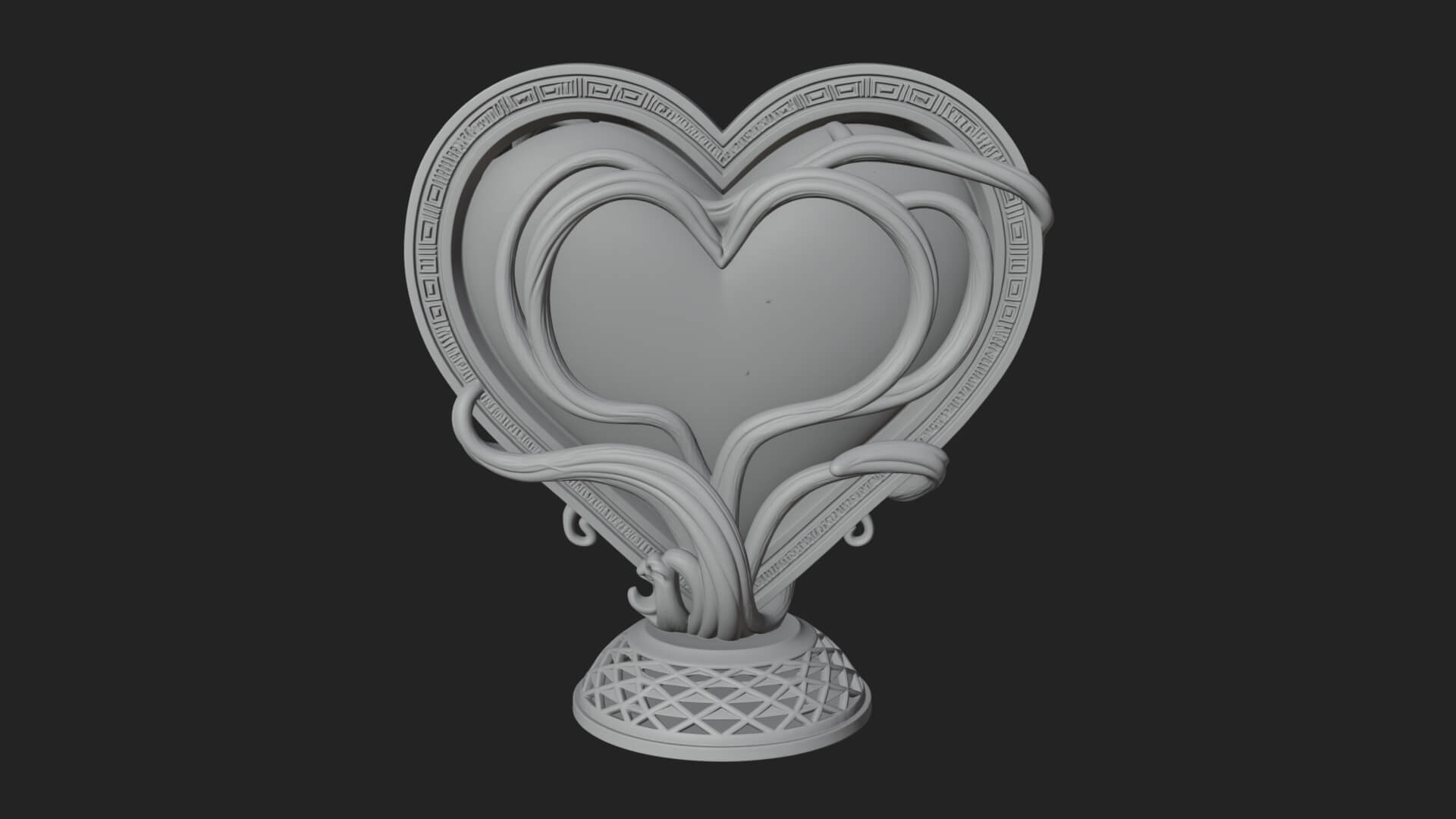 Ornate Framed Heart Plaque Design 202 3D Print Model 3D Model