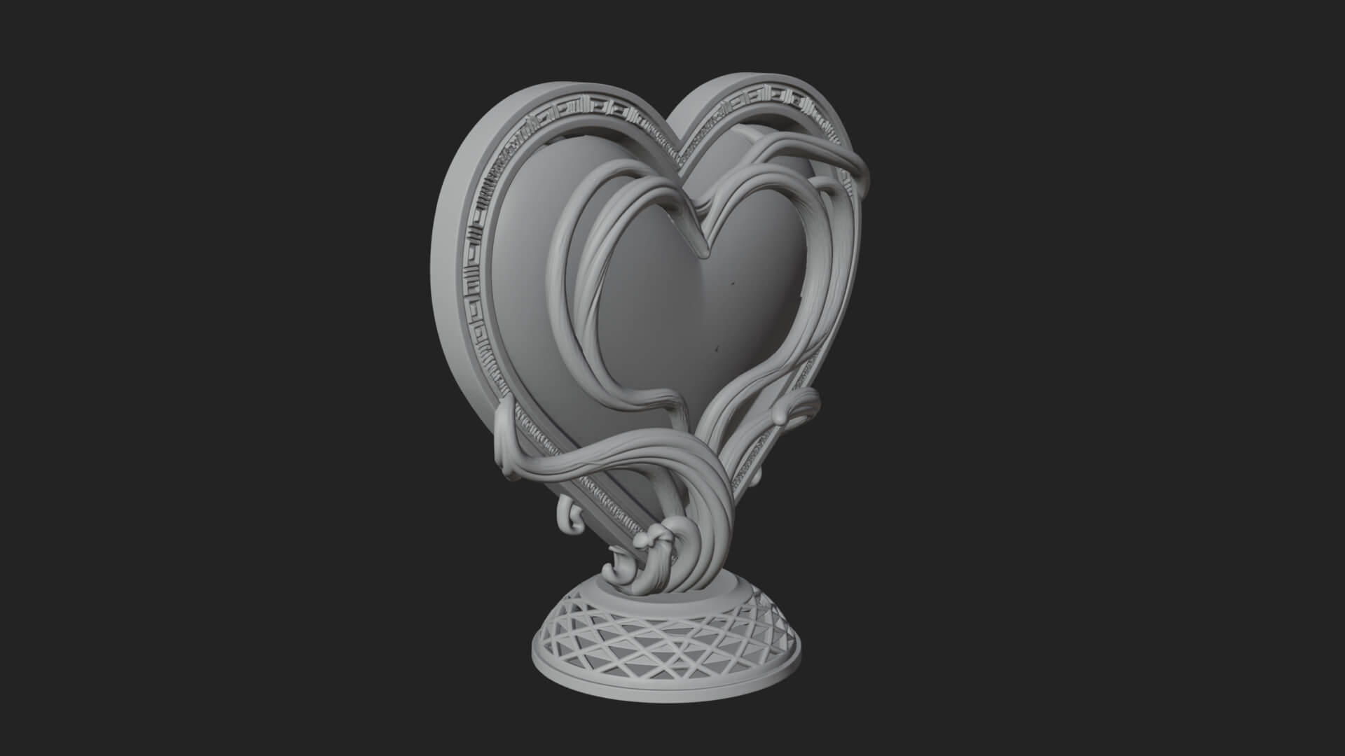 Ornate Framed Heart Plaque Design 202 3D Print Model 3D Model