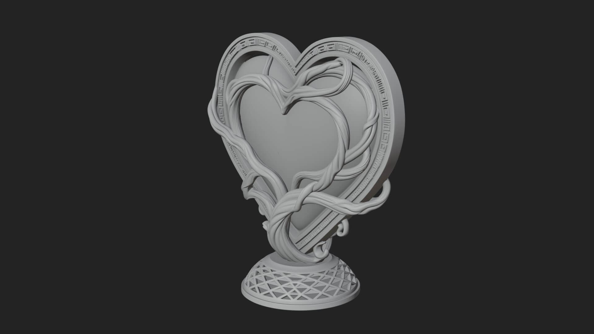 Ornate Framed Heart Plaque Design 202 3D Print Model 3D Model