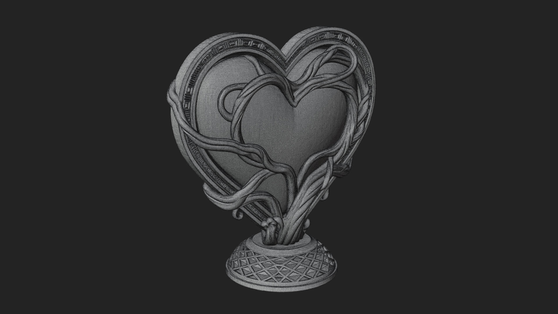 Ornate Framed Heart Plaque Design 202 3D Print Model 3D Model