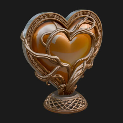 Ornate Framed Heart Plaque Design 202 3D Print Model