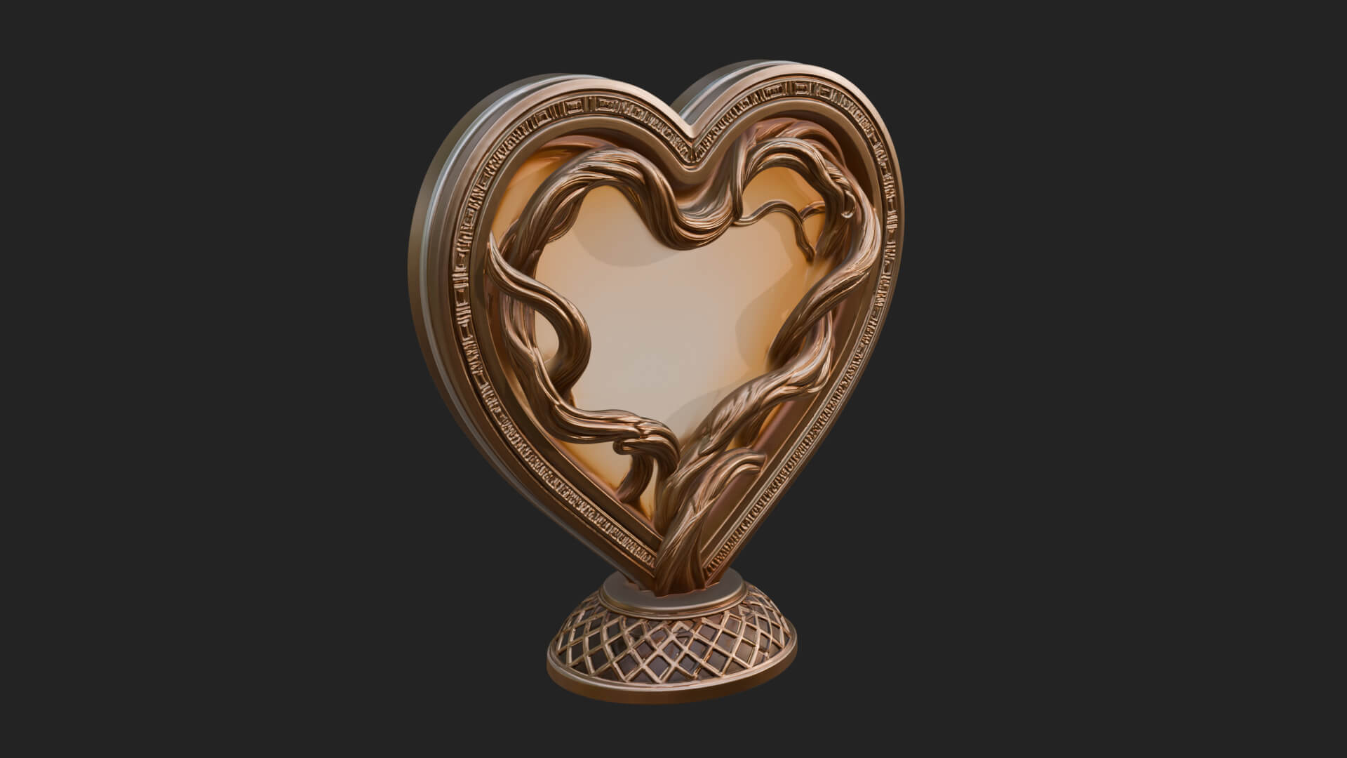 Ornate Framed Heart Plaque Design 203 3D Print Model 3D Model